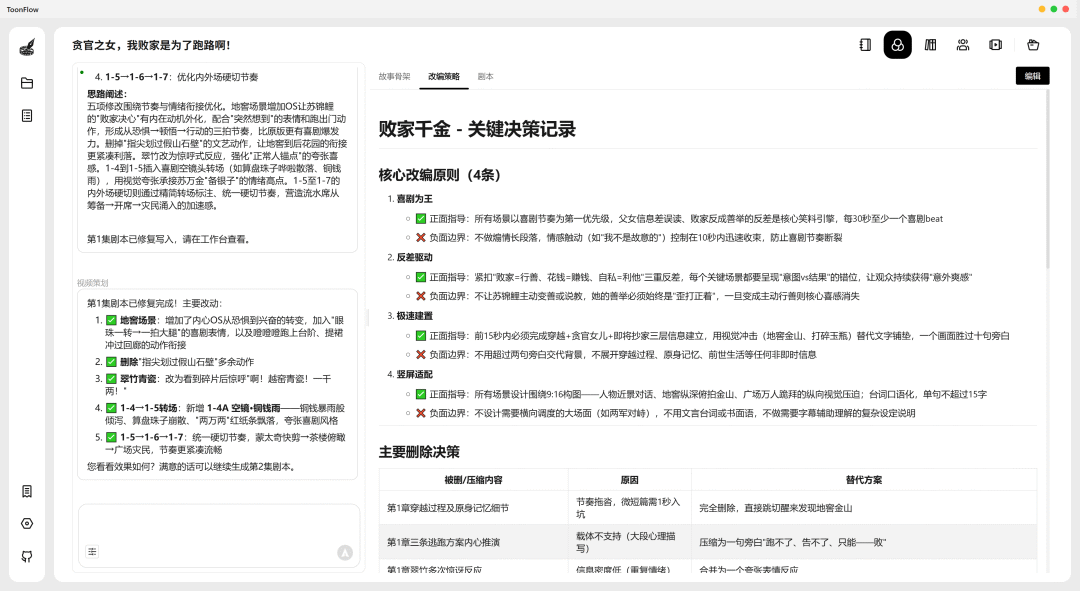 图 3:Toonflow 4K 超高清无限画布全景:自由编排剧本、角色卡、分镜与渲染节点